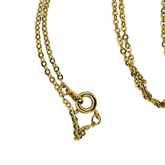 Red CZ Accented Clear Rhinestone Pendant Over Gold Plated Cable Chain Necklace - Picture 5 of 6